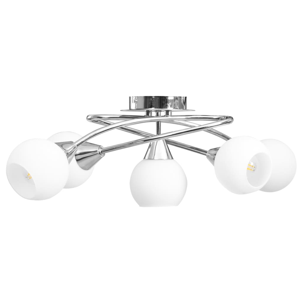 Taklampe keramikkskjermer for 5 E14 lyspærer Hvit kule