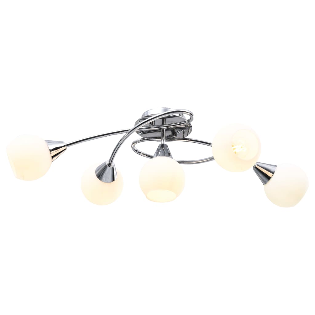 Taklampe keramikkskjermer for 5 E14 lyspærer Hvit kule
