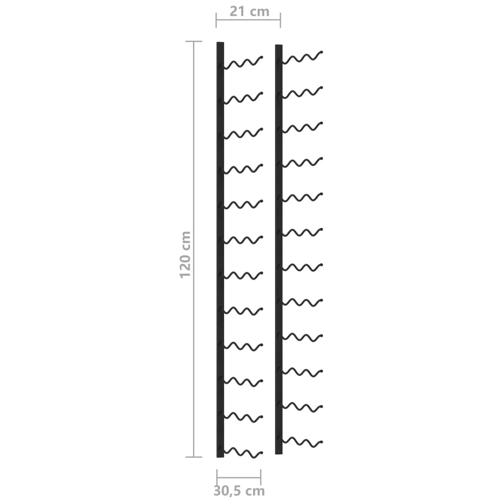 Vinstativ Veggmontert for 36 flasker Svart jern