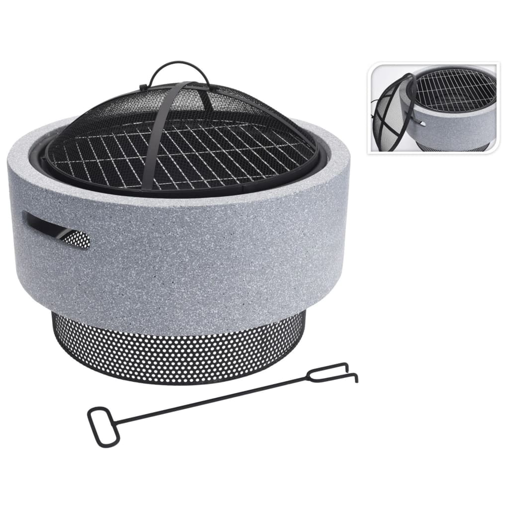 Grill Bålpanne med grillstativ rund lysegrå 52x18,5 cm