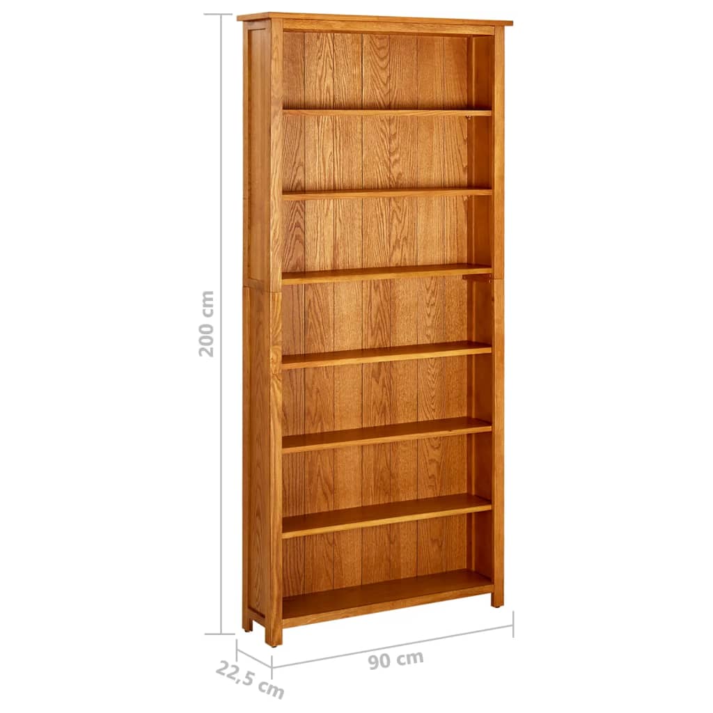 Bokhylle Tre 7 etasjer 90x22,5x200 cm heltre eik