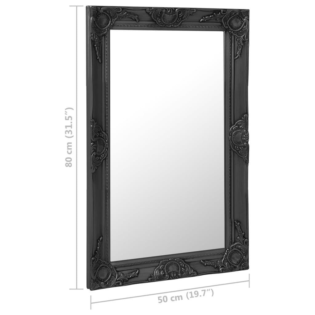 Veggspeil Svart Barokkstil 50x80 cm