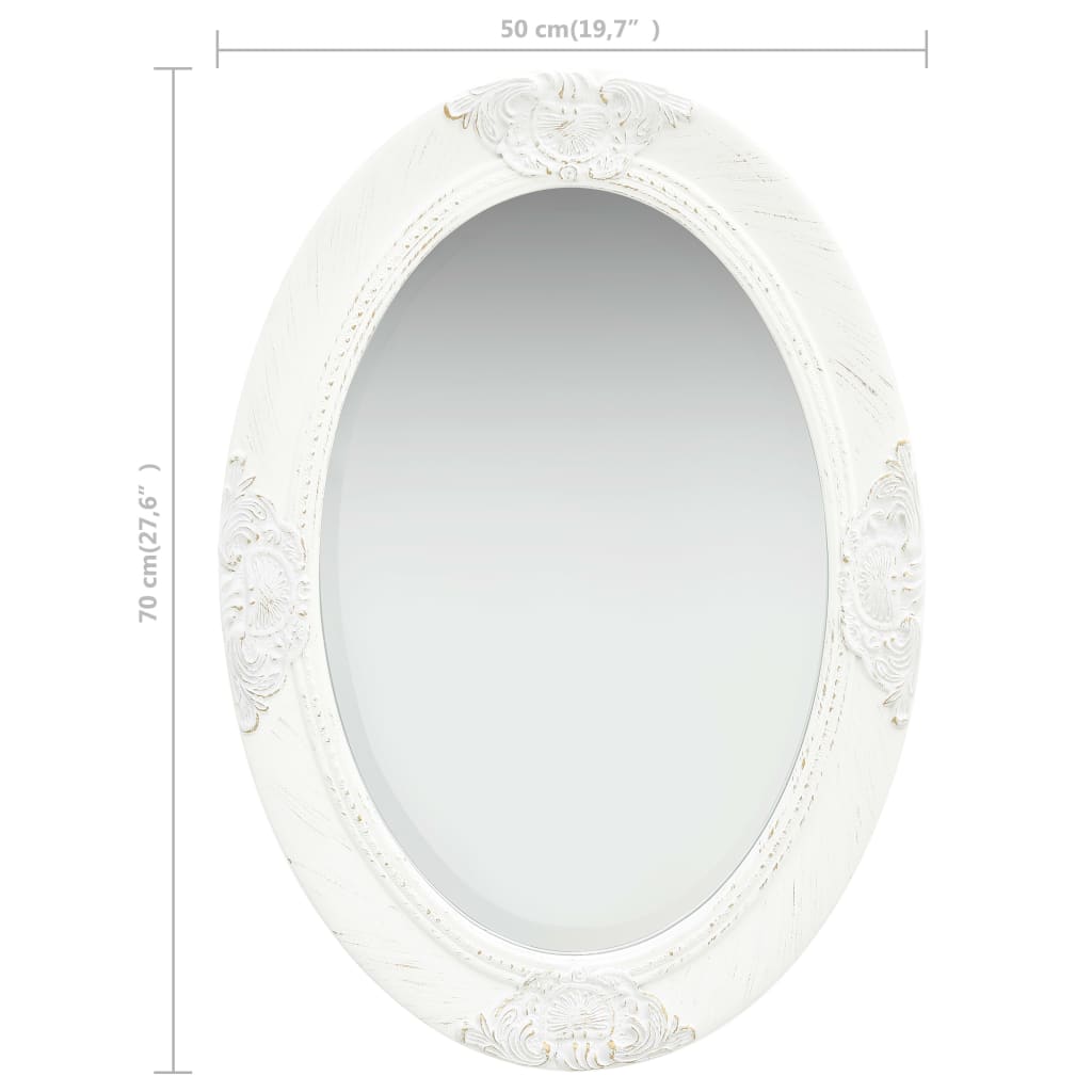 Veggspeil Barokkstil 50x70 cm Hvit