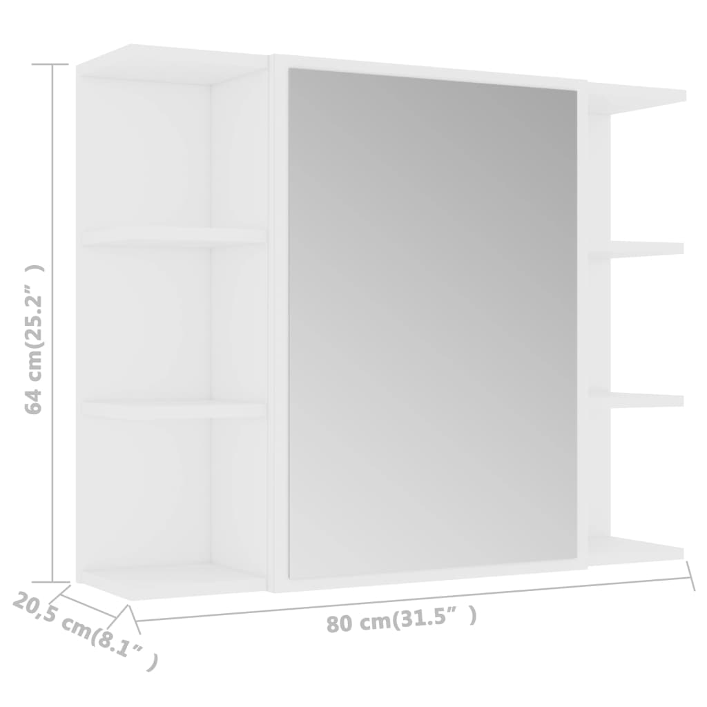 Baderomsspeil Speilskap til baderom Hvit 80x20,5x64 cm