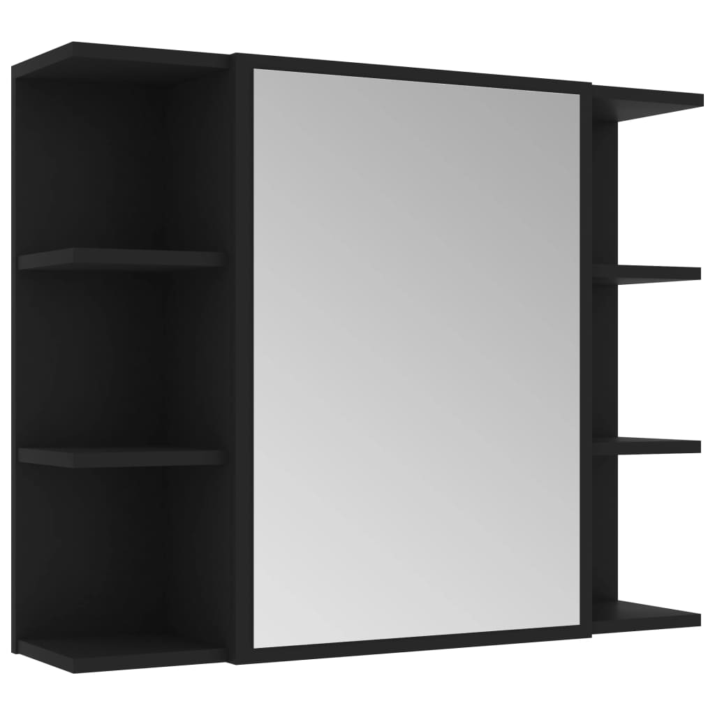 Baderomsspeil Speilskap til baderom Svart 80x20,5x64 cm