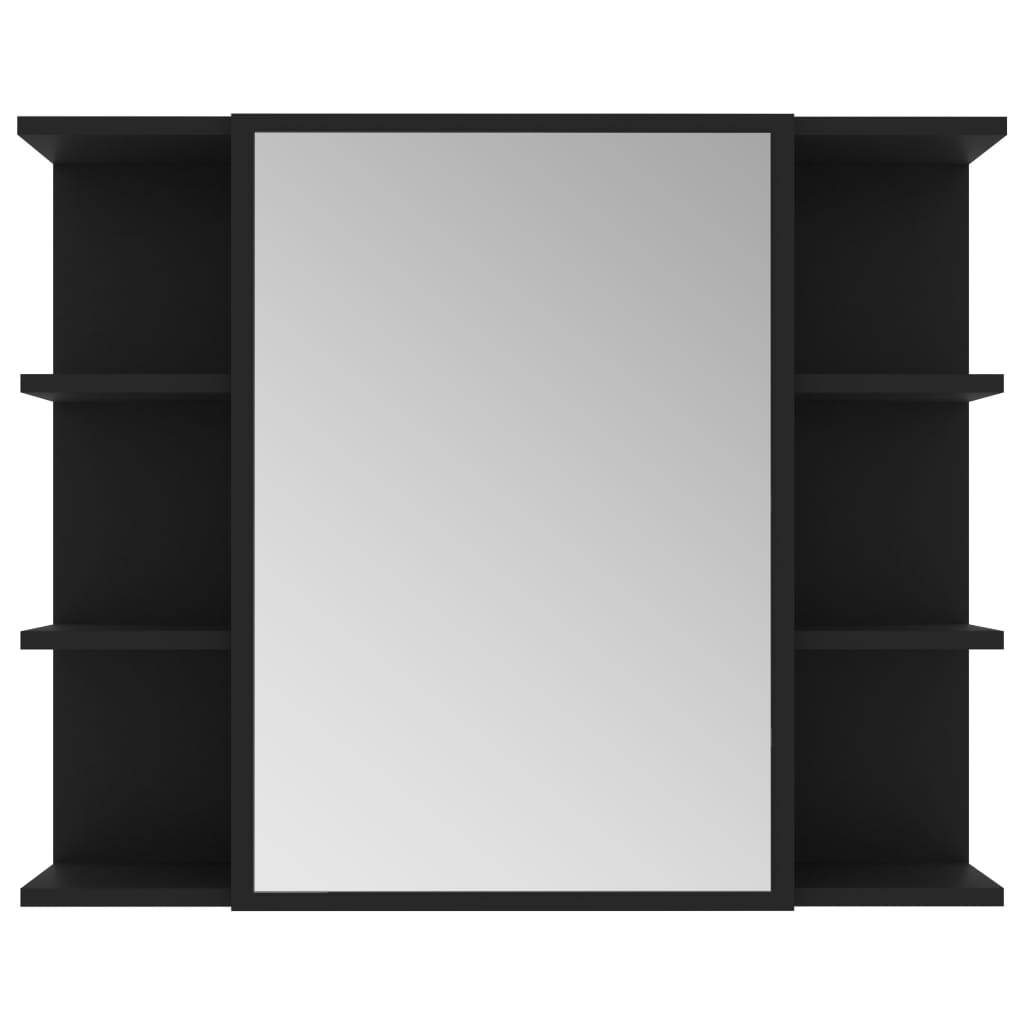 Baderomsspeil Speilskap til baderom Svart 80x20,5x64 cm