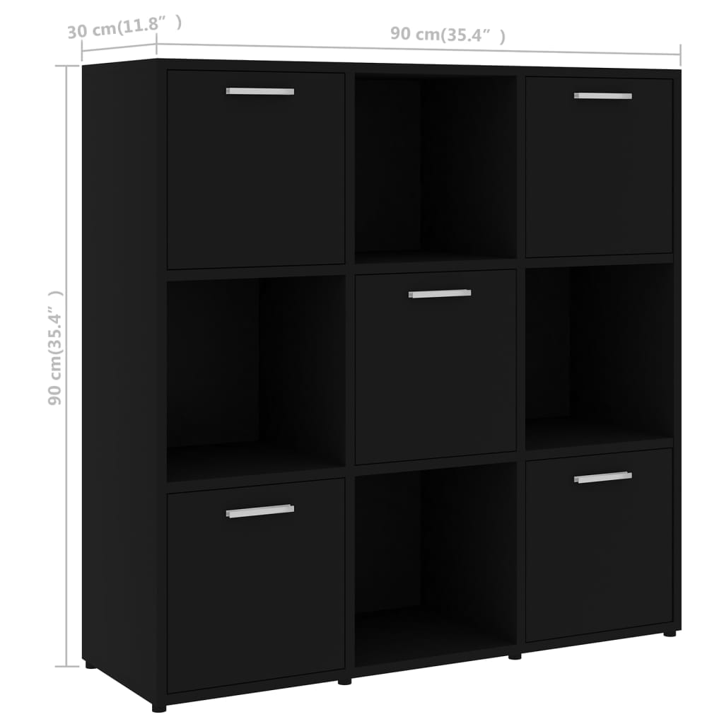 Bokhylle Svart 90x30x90 cm