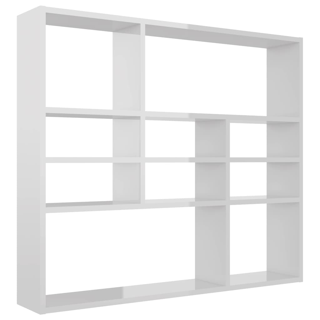 Vegghylle høyglans hvit 90x16x78 cm konstruert tre