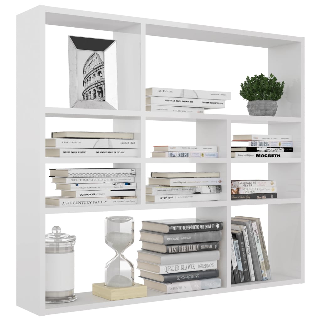 Vegghylle høyglans hvit 90x16x78 cm konstruert tre