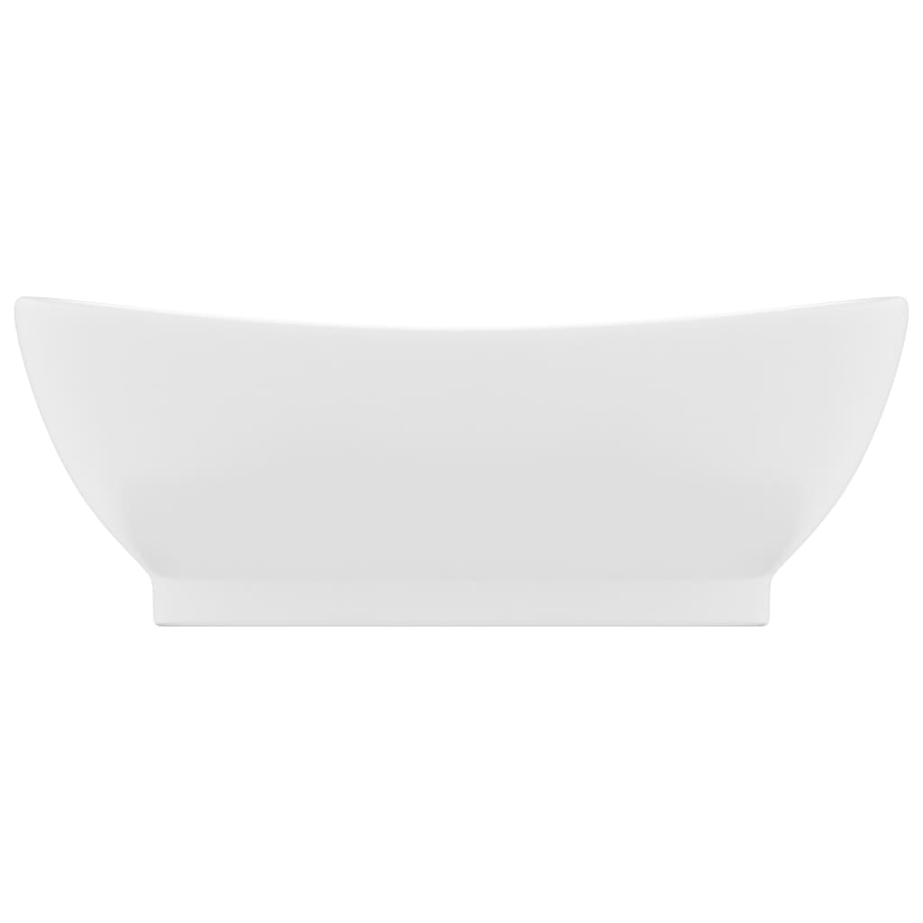 Baderomsvask Luksuriøs med overløp oval matt Hvit 58,5x39cm keramisk
