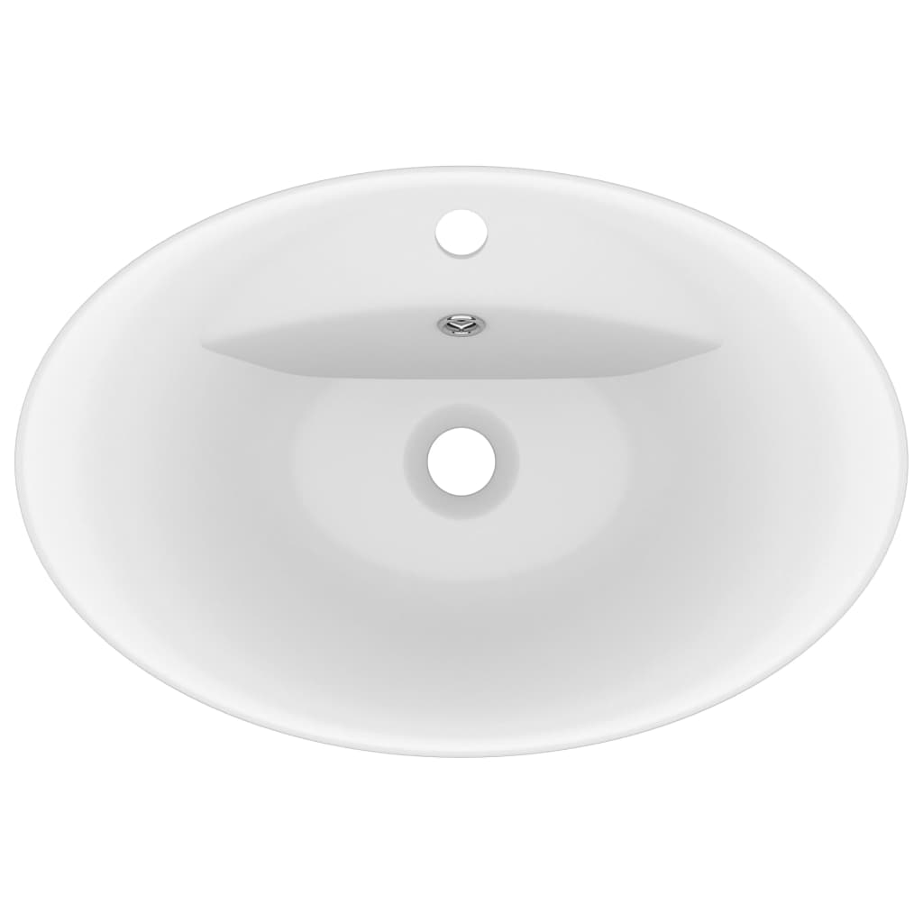 Baderomsvask Luksuriøs med overløp oval matt Hvit 58,5x39cm keramisk