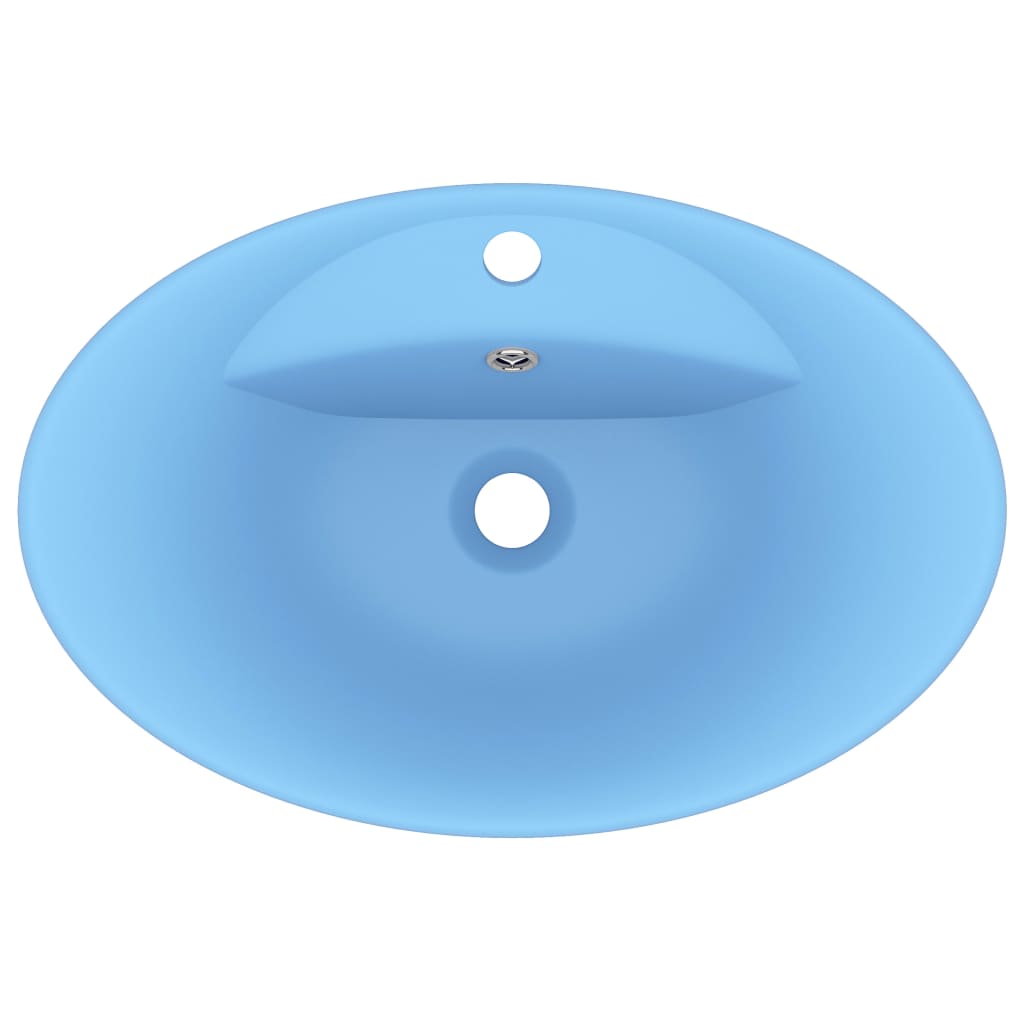 Baderomsvask Luksuriøs overløp oval matt lyseblå 58,5x39 cm keramisk