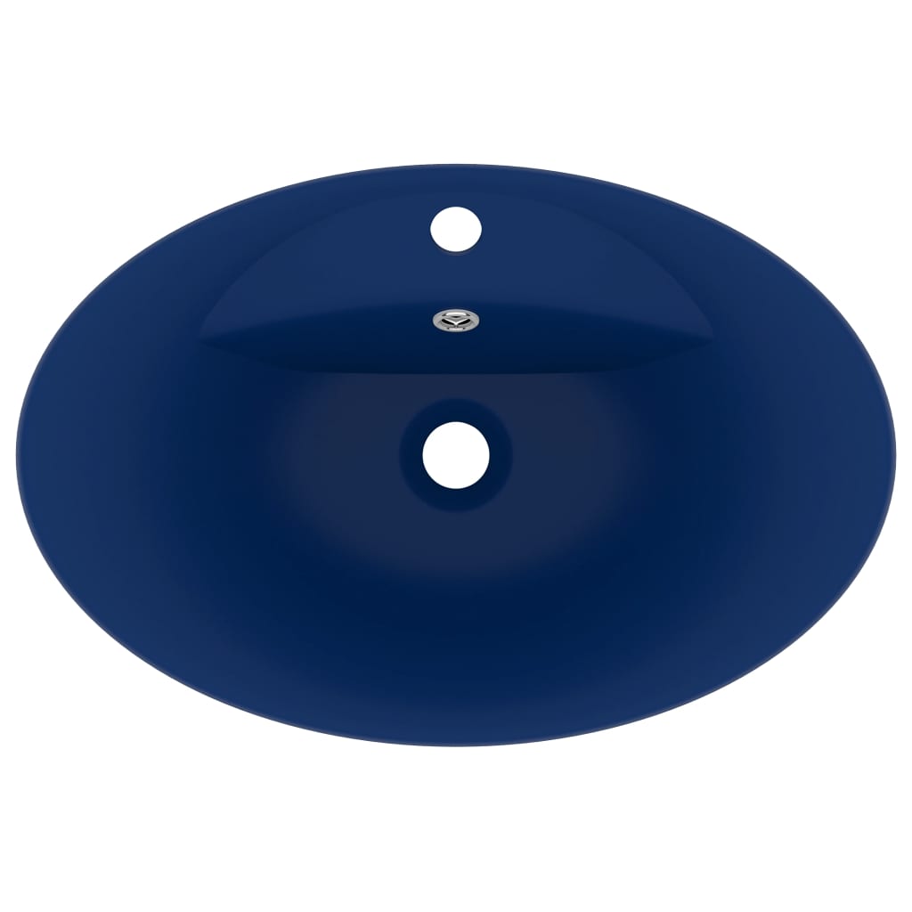 Baderomsvask Luksuriøs overløp oval matt mørkeblå 58,5x39cm keramisk