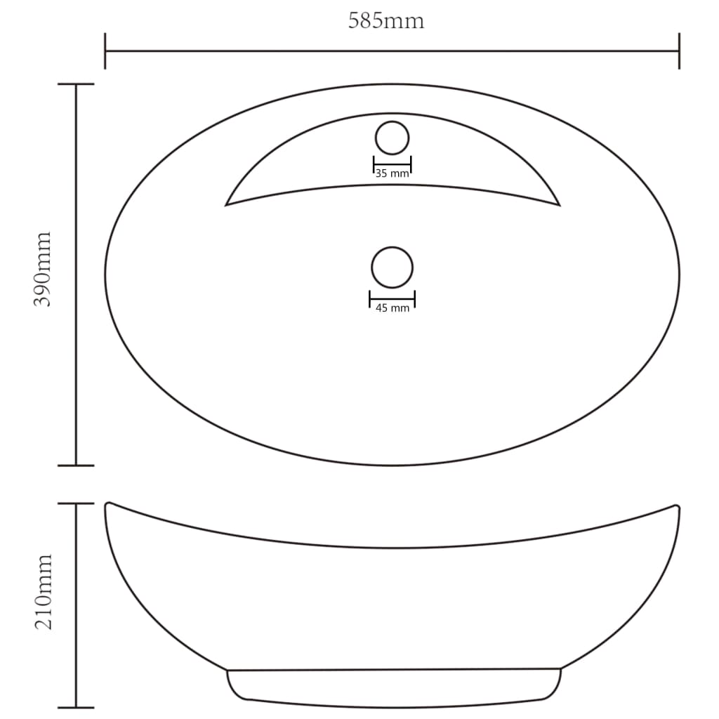 Baderomsvask Luksuriøs overløp oval matt mørkeblå 58,5x39cm keramisk