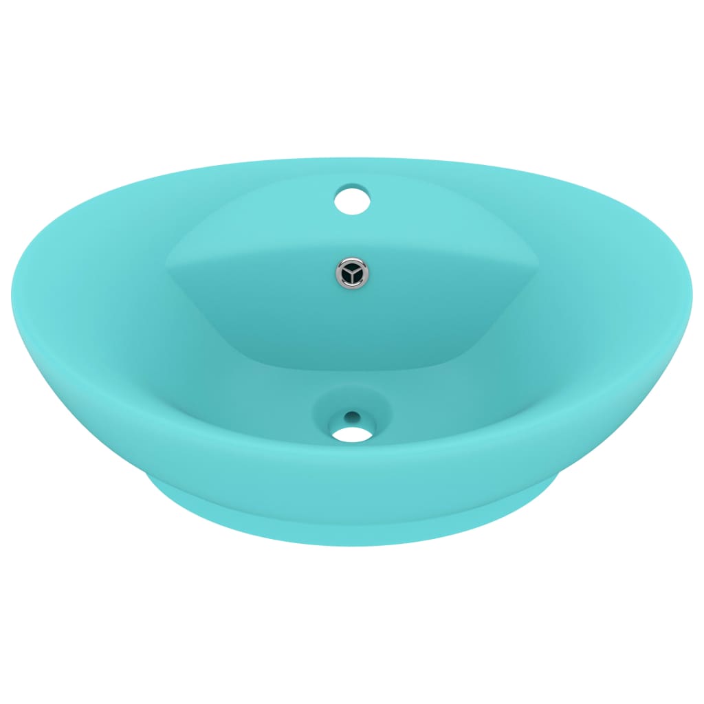 Baderomsvask Luksuriøs med overløp oval lysegrønn 58,5x39cm keramisk