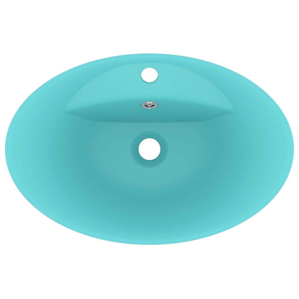 Baderomsvask Luksuriøs med overløp oval lysegrønn 58,5x39cm keramisk