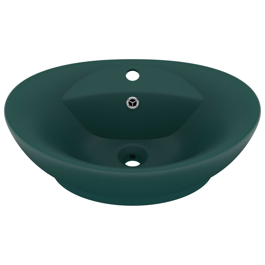 Baderomsvask Luksuriøs overløp oval mørkegrønn 58,5x39 cm keramisk