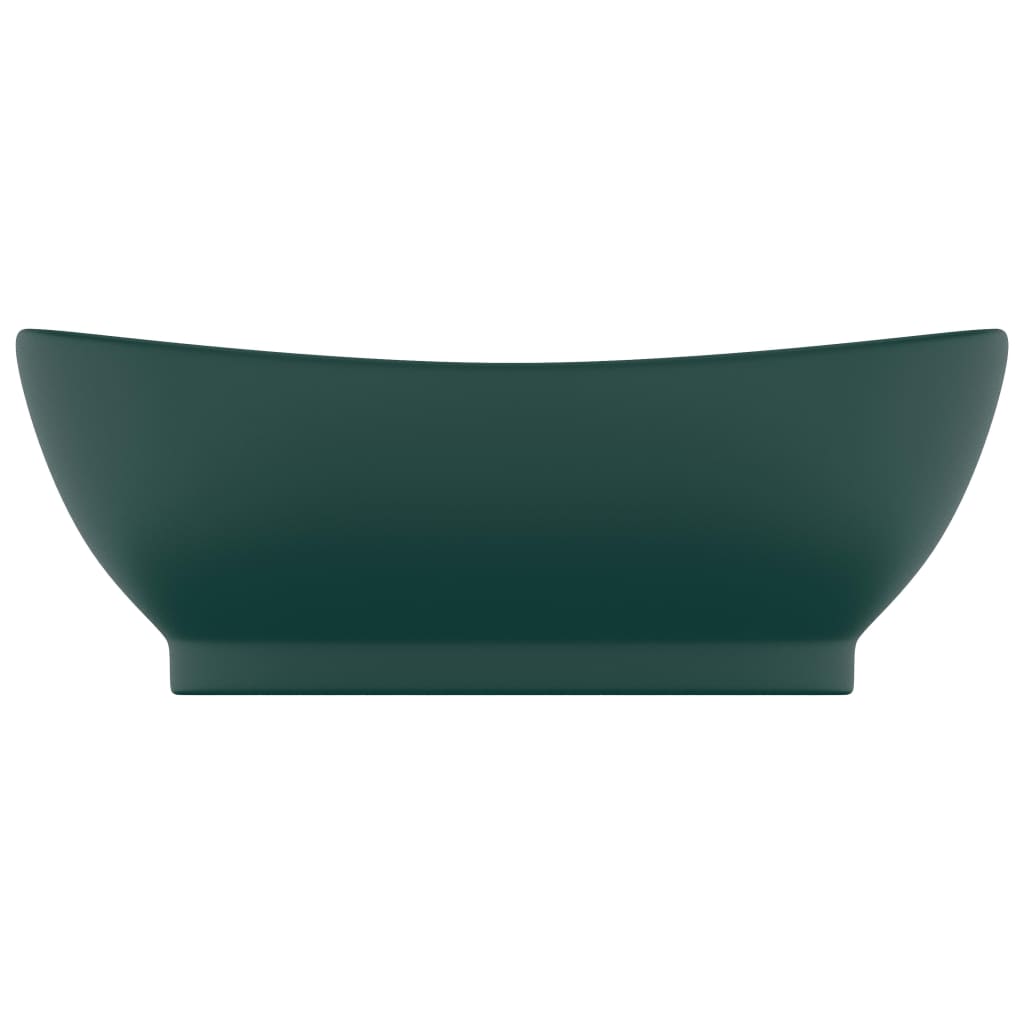 Baderomsvask Luksuriøs overløp oval mørkegrønn 58,5x39 cm keramisk