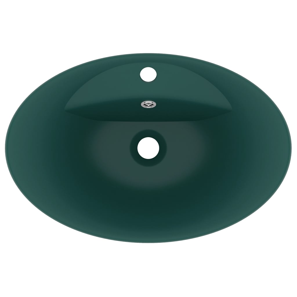 Baderomsvask Luksuriøs overløp oval mørkegrønn 58,5x39 cm keramisk