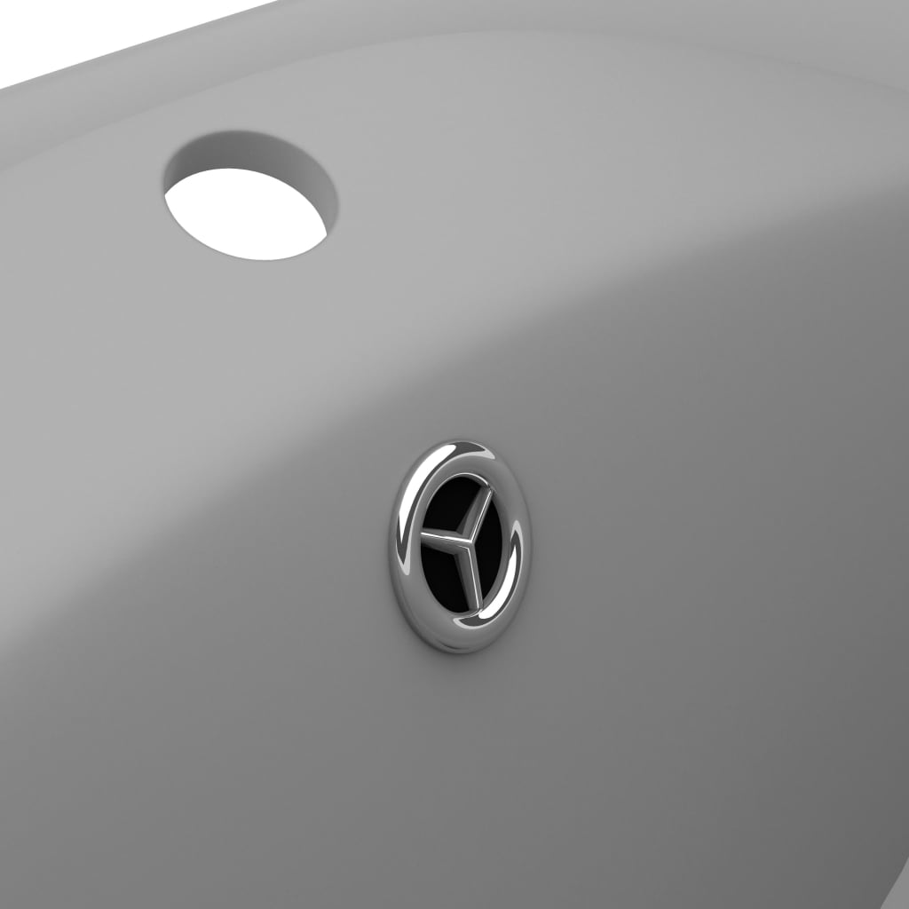 Baderomsvask Luksuriøs med overløp oval lysegrå 58,5x39 cm keramisk