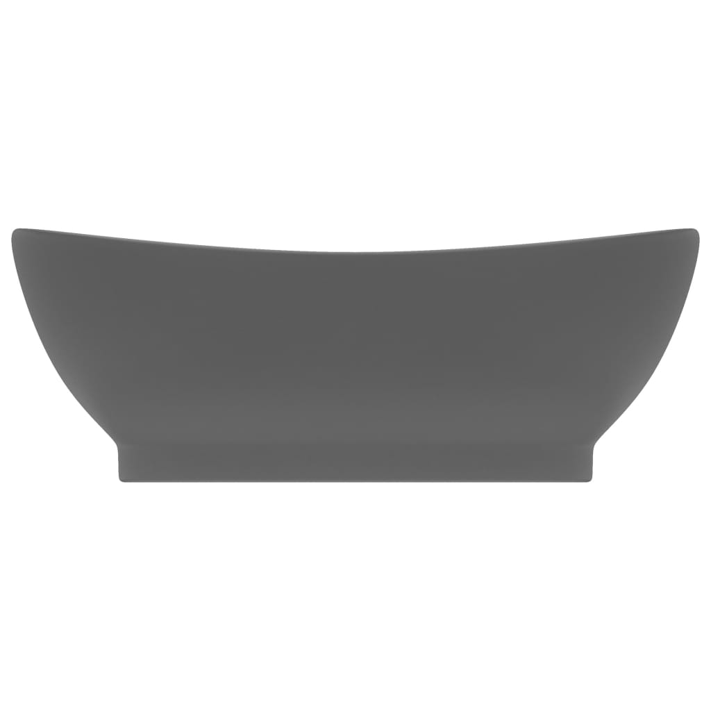 Baderomsvask Luksuriøs overløp oval matt mørkegrå 58,5x39cm keramisk