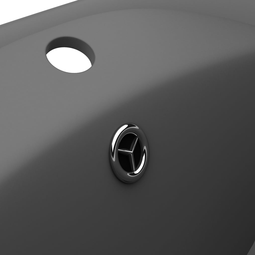 Baderomsvask Luksuriøs overløp oval matt mørkegrå 58,5x39cm keramisk