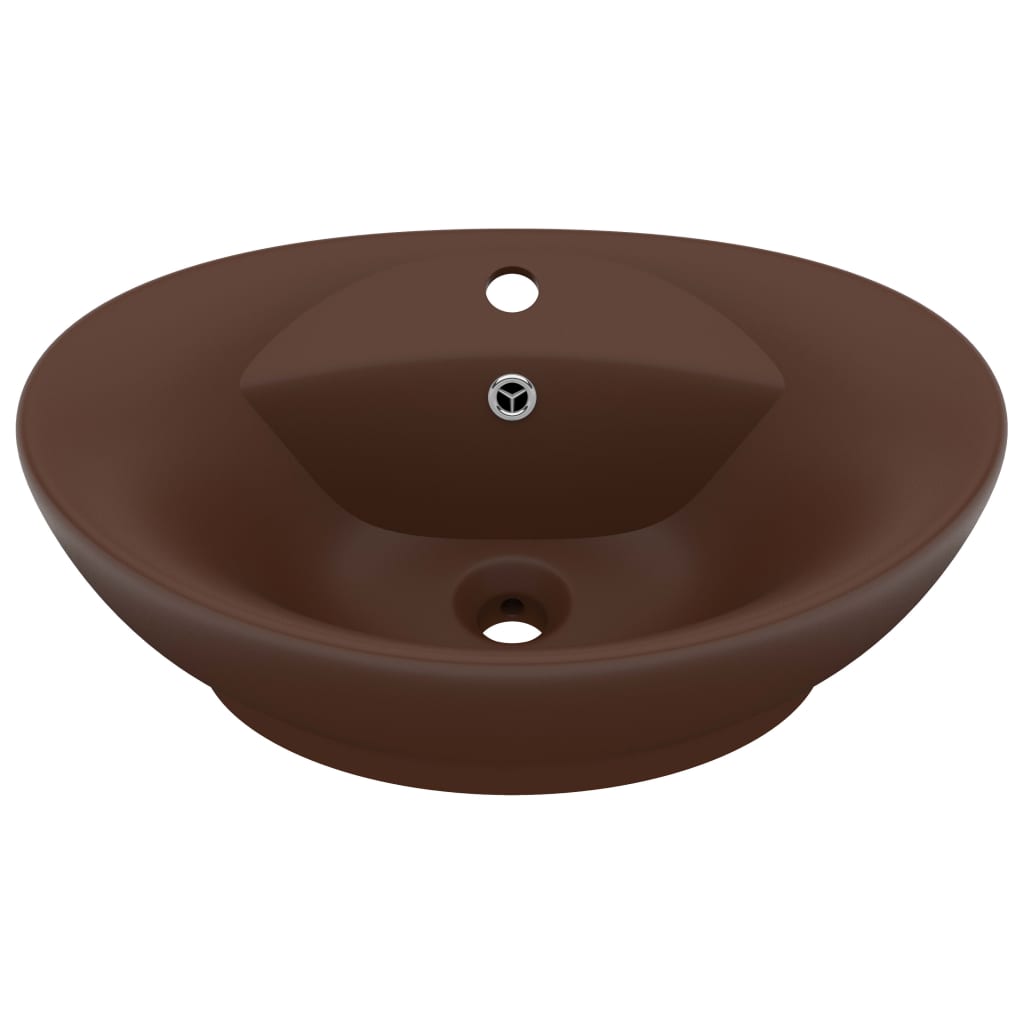 Baderomsvask Luksuriøs overløp oval mørkebrun 58,5x39 cm keramisk