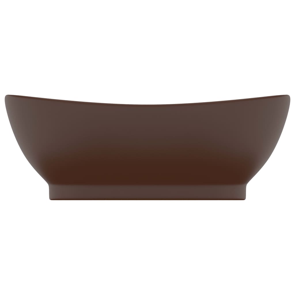 Baderomsvask Luksuriøs overløp oval mørkebrun 58,5x39 cm keramisk
