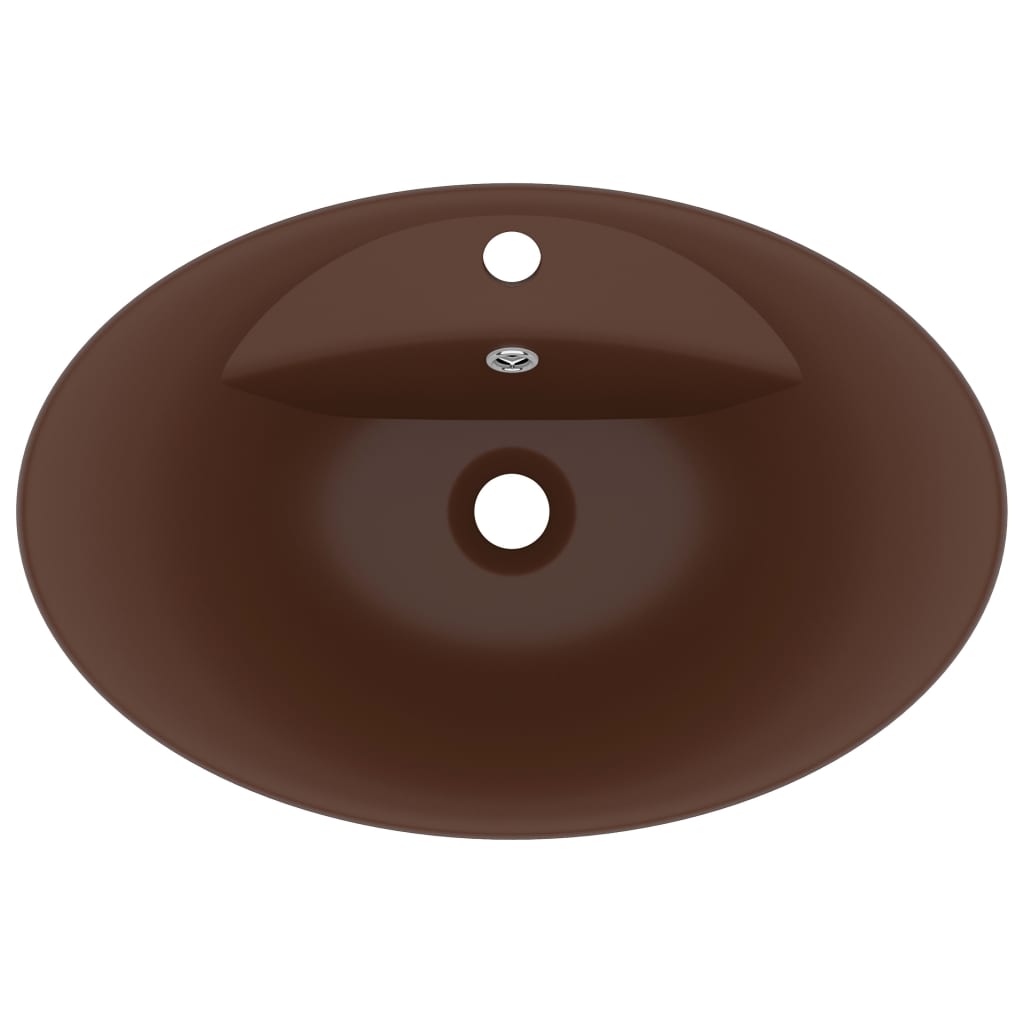 Baderomsvask Luksuriøs overløp oval mørkebrun 58,5x39 cm keramisk