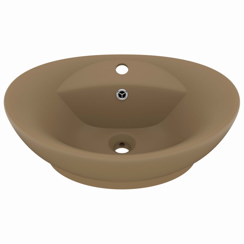 Baderomsvask Luksuriøs med overløp oval matt krem 58,5x39cm keramisk