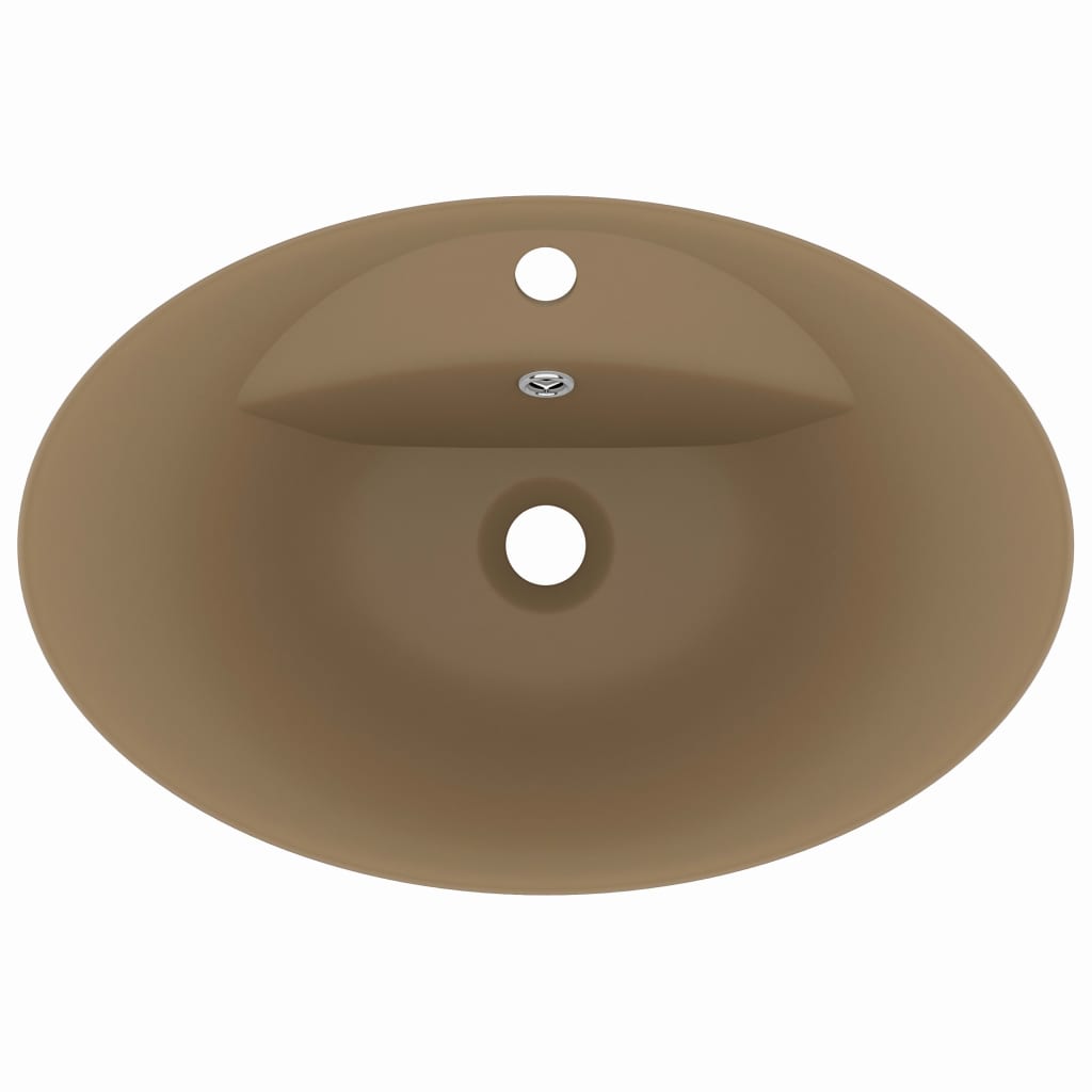 Baderomsvask Luksuriøs med overløp oval matt krem 58,5x39cm keramisk