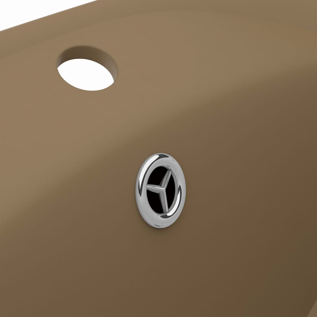 Baderomsvask Luksuriøs med overløp oval matt krem 58,5x39cm keramisk