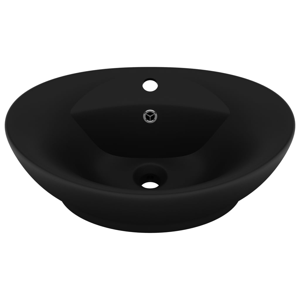 Baderomsvask Luksuriøs overløp oval matt Svart 58,5x39 cm keramisk