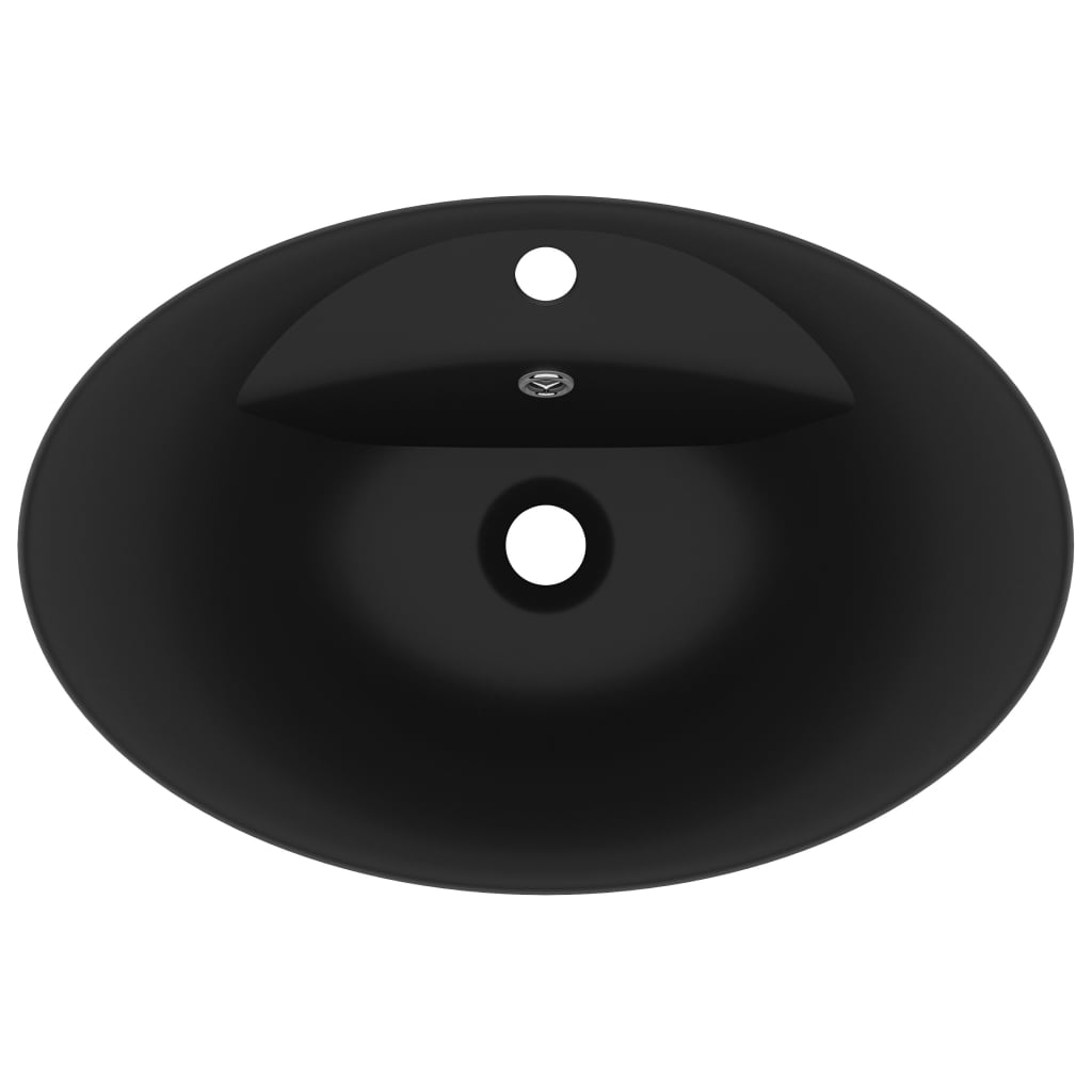 Baderomsvask Luksuriøs overløp oval matt Svart 58,5x39 cm keramisk