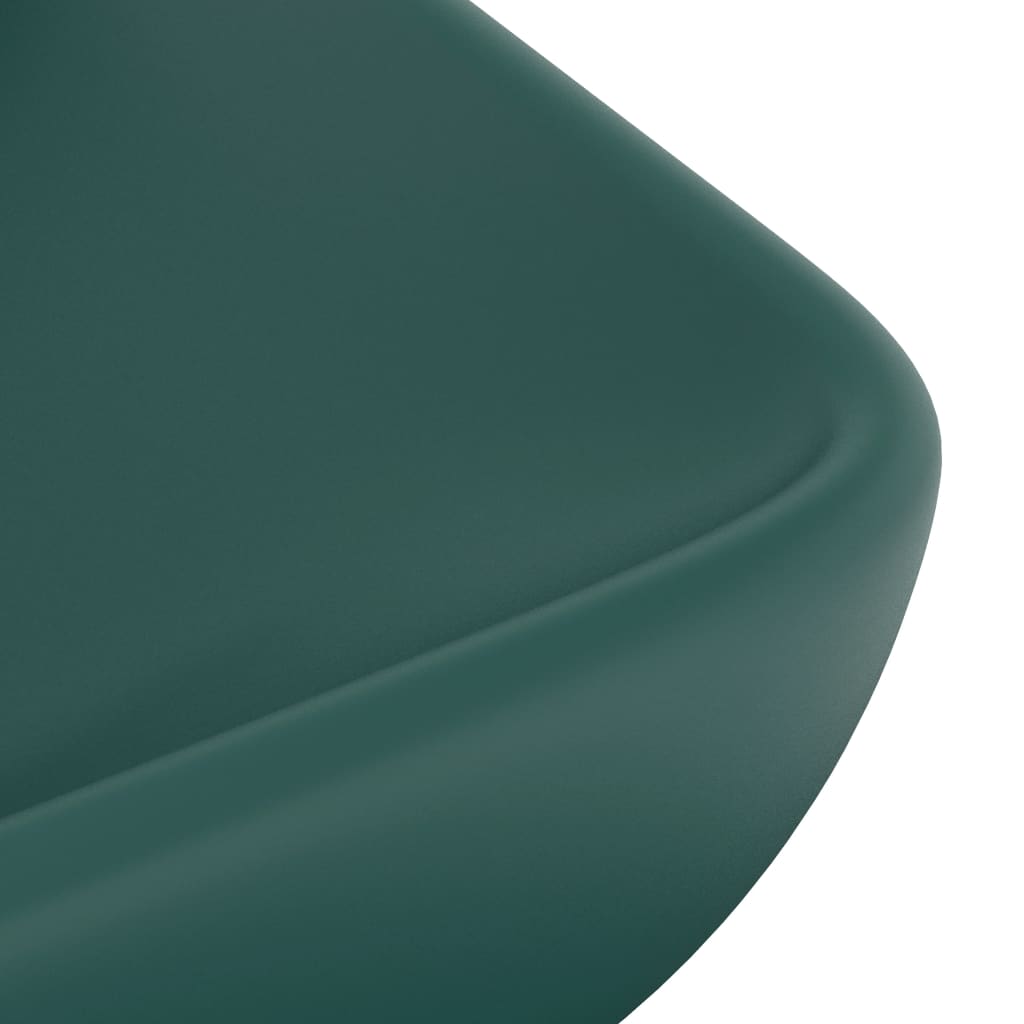 Baderomsvask Luksuriøs rektangulær matt mørkegrønn 71x38 cm keramikk