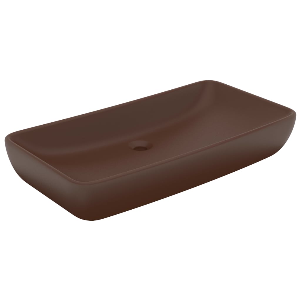 Baderomsvask Luksuriøs rektangulær matt mørkebrun 71x38 cm keramikk
