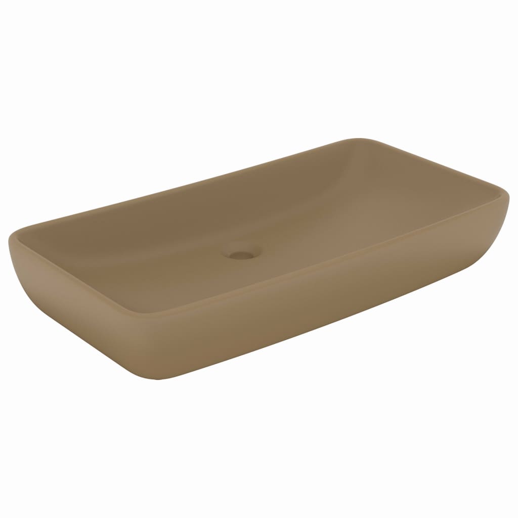 Baderomsvask Luksuriøs rektangulær matt kremhvit 71x38 cm keramikk