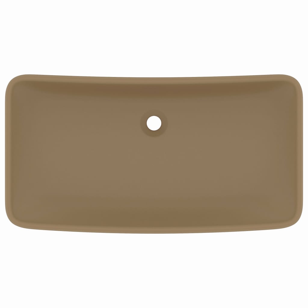 Baderomsvask Luksuriøs rektangulær matt kremhvit 71x38 cm keramikk