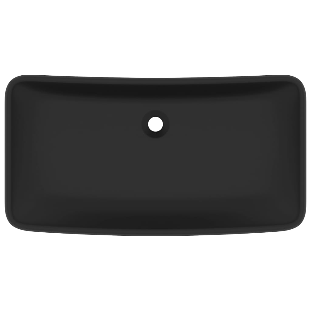 Baderomsvask Luksuriøs firkantet matt Svart 71x38 cm keramikk