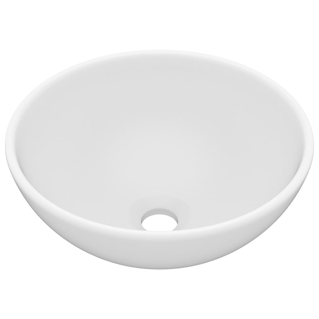 Baderomsvask Luksuriøs rund matt Hvit 32,5x14 cm keramisk