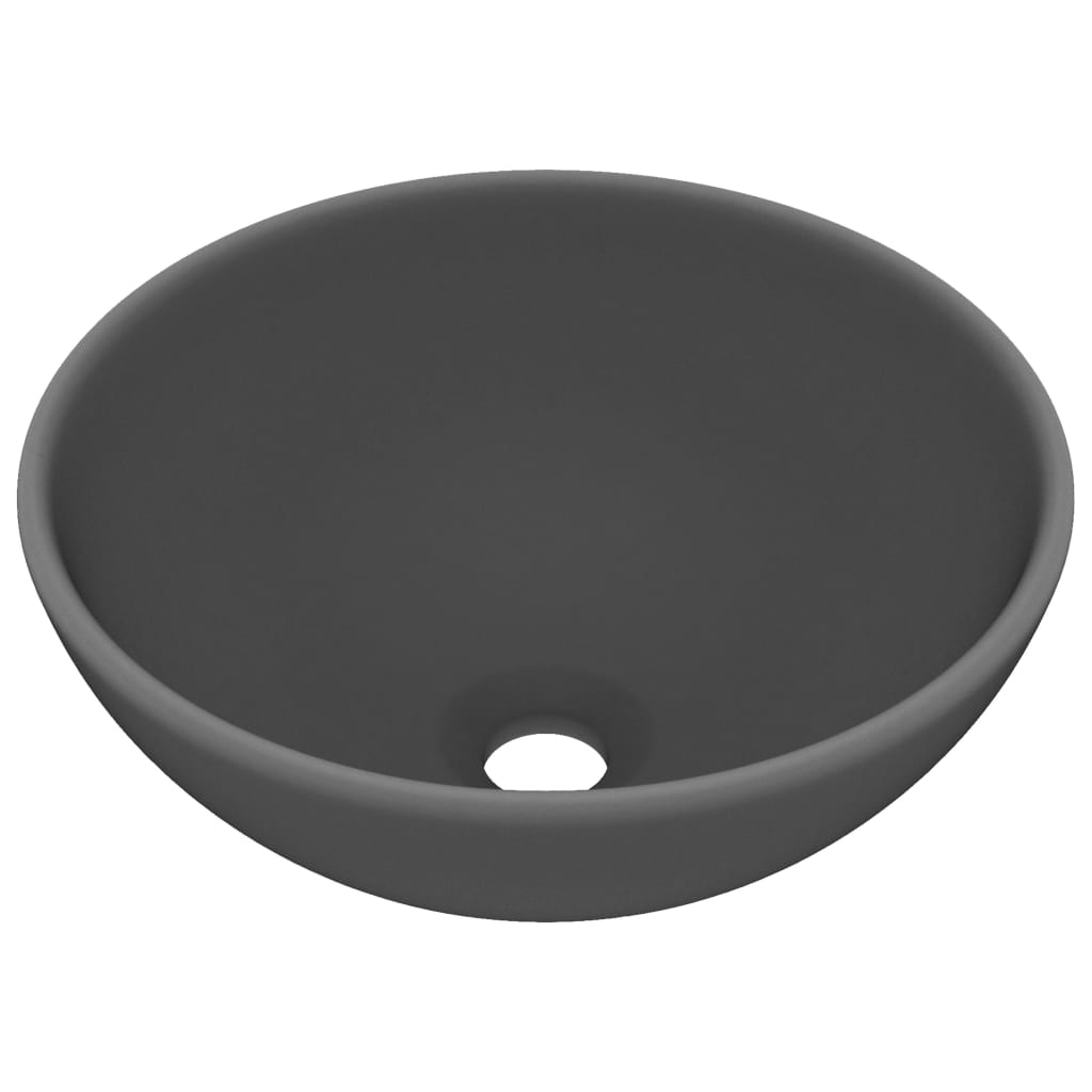Baderomservant Luksuriøs rund matt mørkegrå 32,5x14 cm keramisk