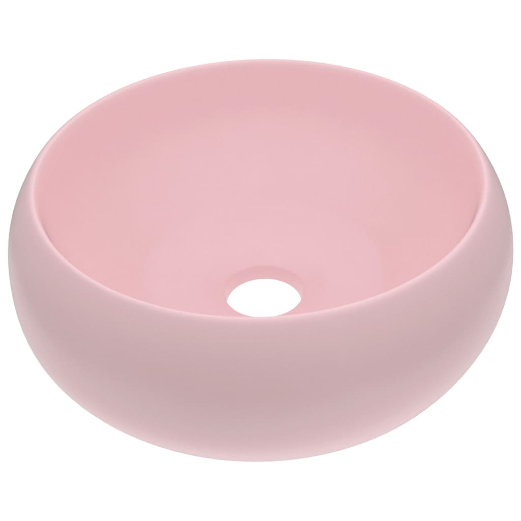 Baderomsvask Luksuriøs rund matt rosa 40x15 cm keramisk