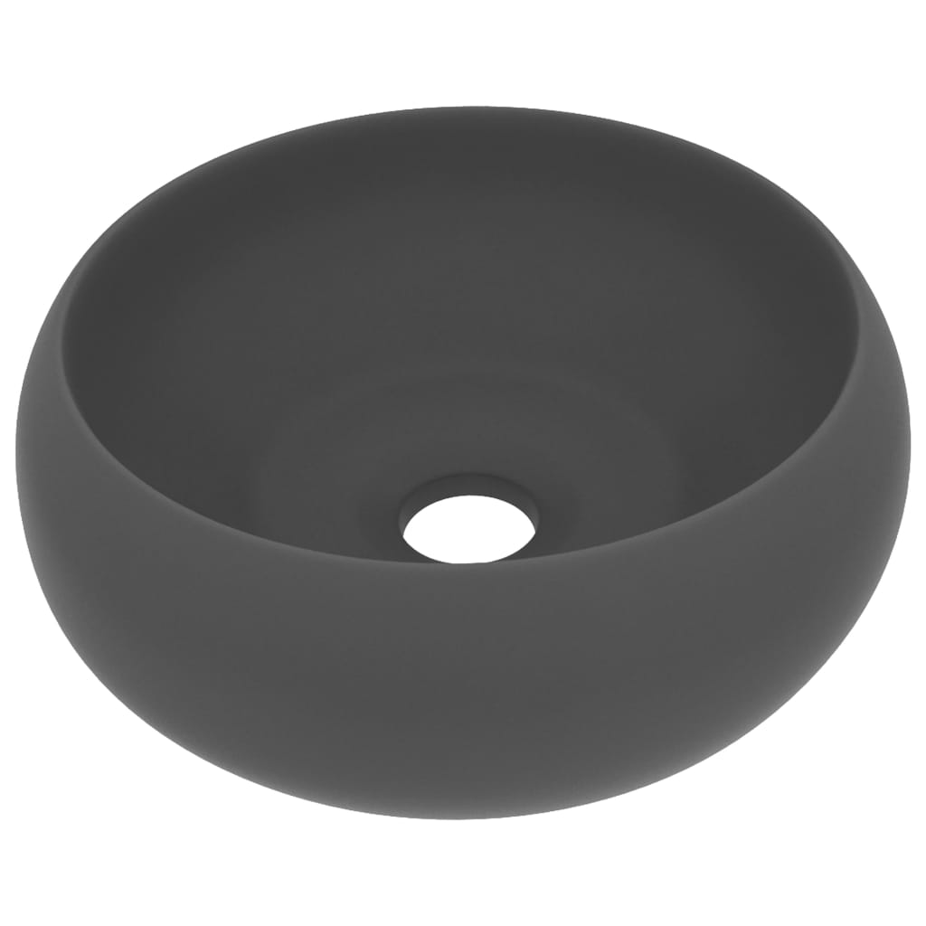 Baderomservant Luksuriøs rund matt mørkegrå 40x15 cm keramisk