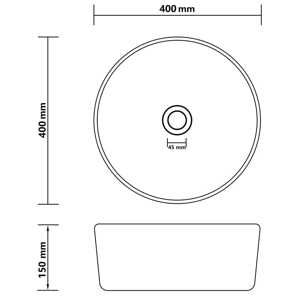 Baderomsvask Luksuriøs rund matt Hvit 40x15 cm keramisk