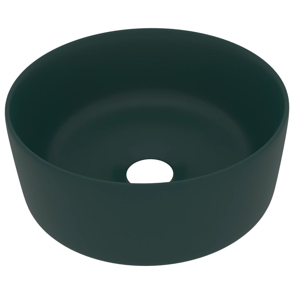 Baderomsvask Luksuriøs rund matt mørkegrønn 40x15 cm keramisk