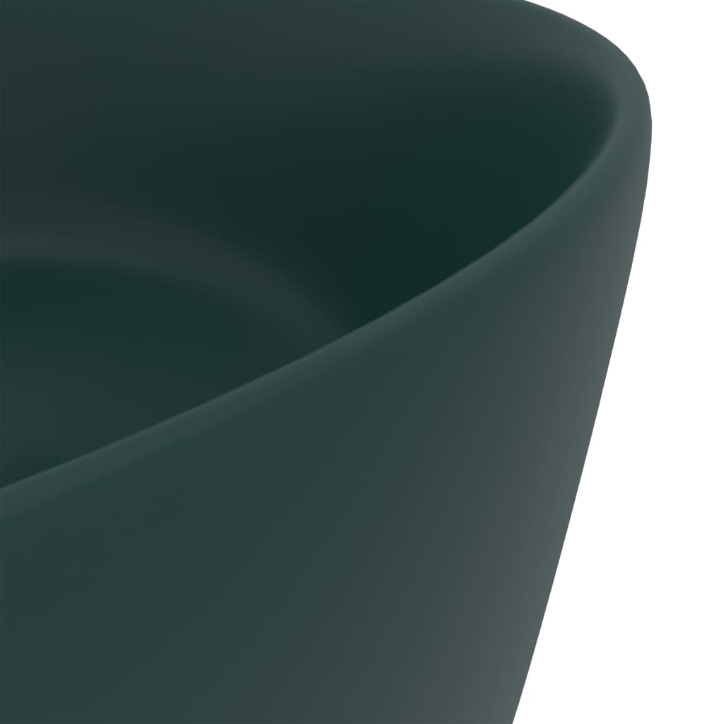 Baderomsvask Luksuriøs rund matt mørkegrønn 40x15 cm keramisk