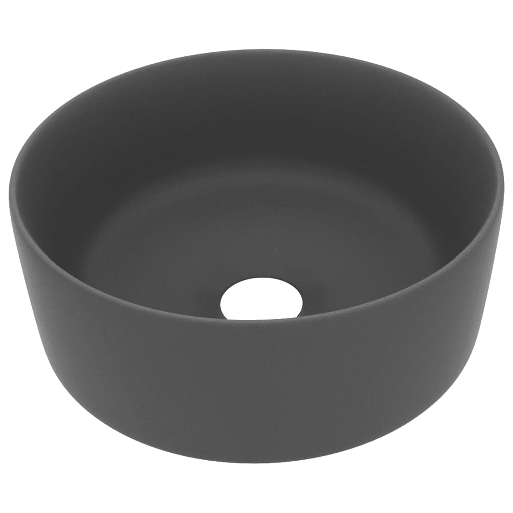 Baderomservant Luksuriøs rund matt mørkegrå 40x15 cm keramisk