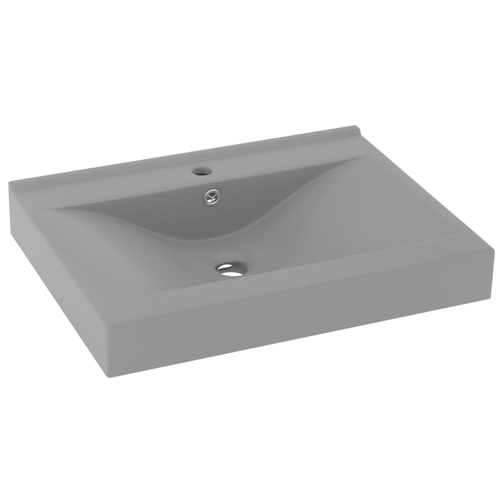 Baderomsvask Luksuriøs med kranhull matt lysegrå 60x46 cm keramisk
