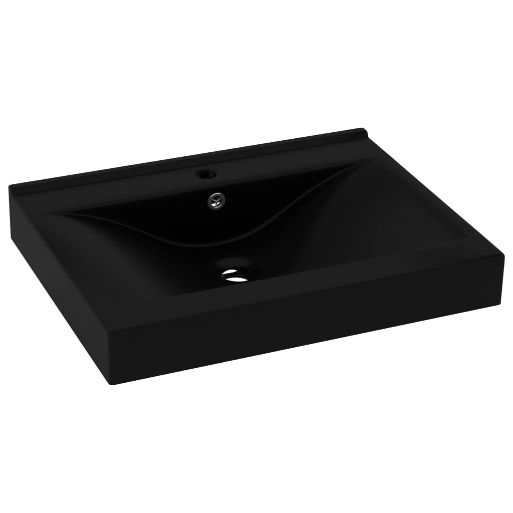 Baderomsvask Luksuriøs med kranhull matt Svart 60x46 cm keramisk
