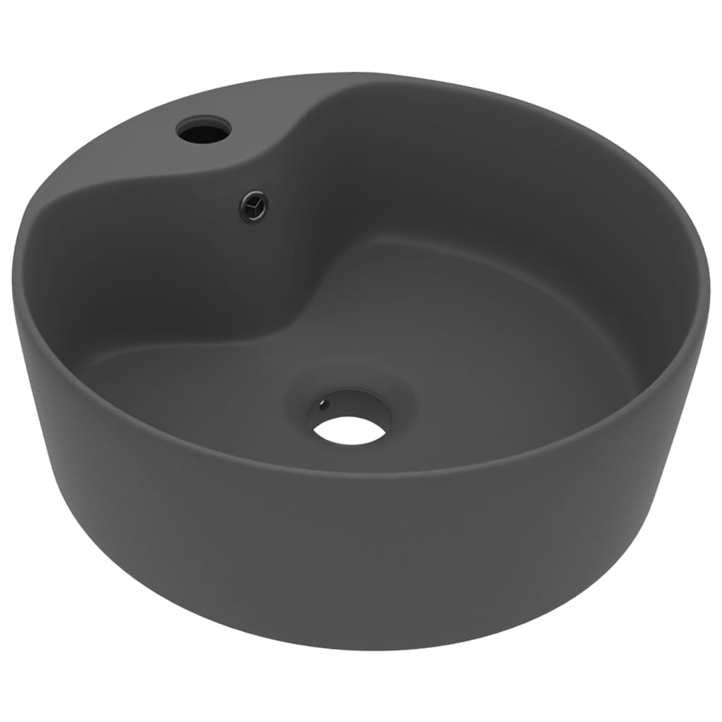 Baderomservant Luksuriøs med overløp matt mørkegrå 36x13 cm keramisk